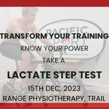 Lactate Step Test 15th December 2023 at Range Physiotherapy, Trail Book Today